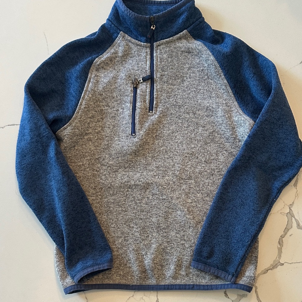 Johnnie-O Boys Fleece Quarter Zip Pullover Size 8 Blue Gray